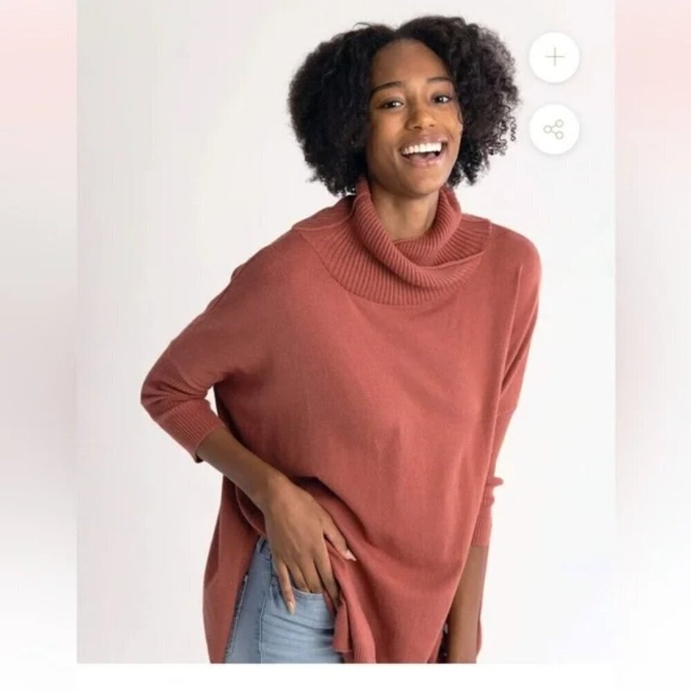 Mersea Newport Turtleneck Sweater tunic one size orange *flaw* oversized travel